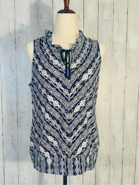 White House Black Market | Sleeveless Printed Blouson Top | Medium